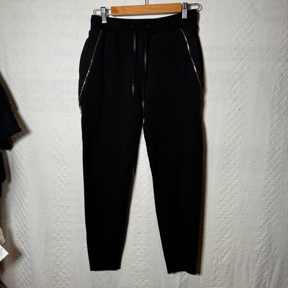 Lime and Vine Pants - Lime & Vine Black sweat pants copper zipper elastic tie waist street wear Medium